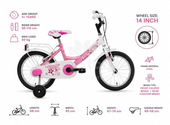Esperia Kids Bike Junior Game Girl 14 Art.Art.9700 Children's bicycle with inflatable wheels and a steel frame