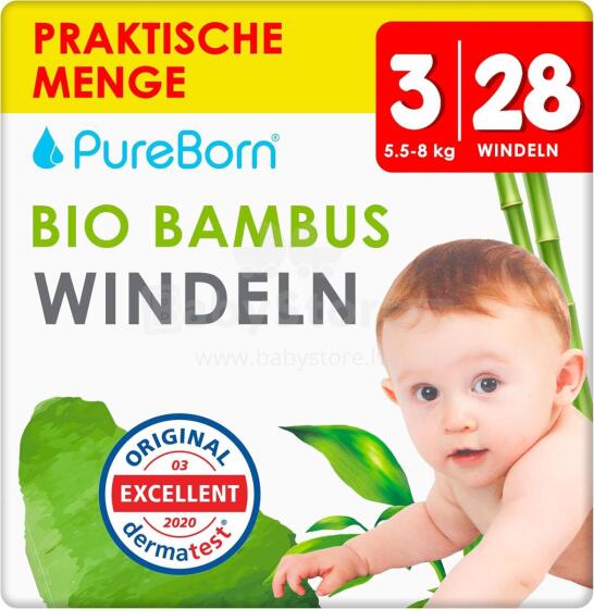 Pureborn Organic Bamboo Art.121312 Ökoloogilised aluspükste mähkmed