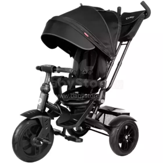 Bebe Basic Premium Air 6 in1  Art.150416 Black Laste kolmerattaline käepideme ja katusega