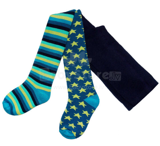 Weri Spezials Детские колготки Colorful Stars and Stripes Petrol ART.SW-1829 Высококачественные детские плюшевые, теплые хлопковые колготки для мальчиков