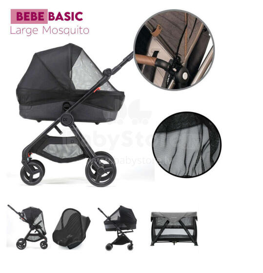 Bebe Basic ™ Mosquito Net Art.159558 Black Lapsevankri elastne sääsevõrk