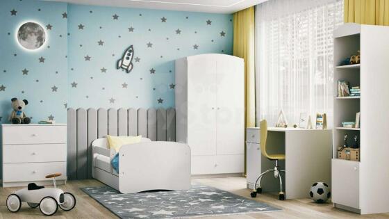 Babydreams white bed without a pattern, without a drawer, coconut mattress 160/80