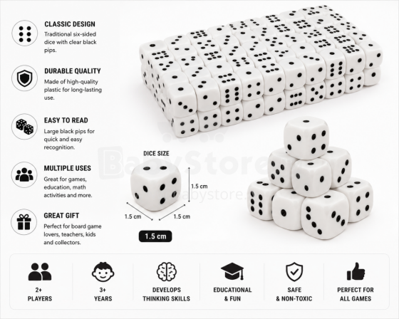 I-Toys Cube Art.173091 Täringud 1,5 cm, 1 tk.
