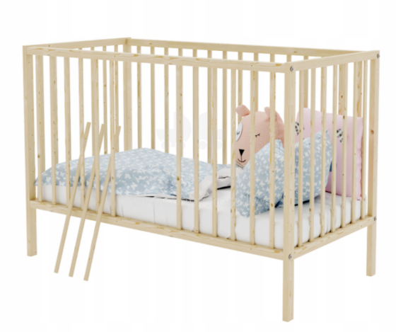 Bocian Kids  Magda Art.190854 Natural Laste puidust võrevoodi 120x60 cm