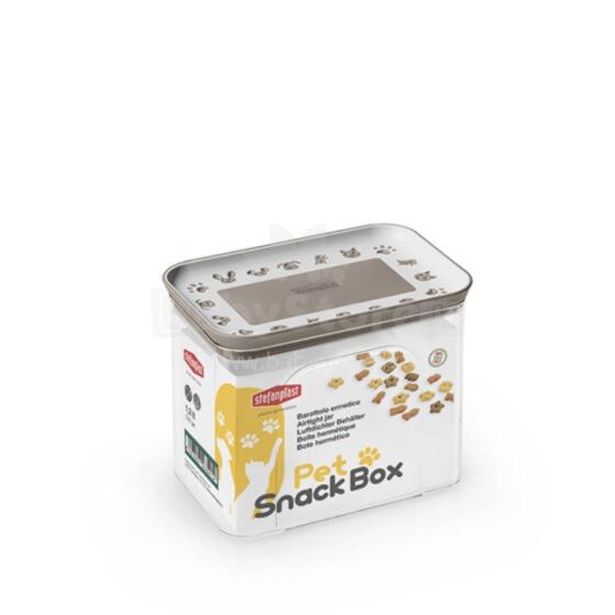 Rectangular hermetic container for pet food storage 1.2L 10x15.5x12cm white/light gray