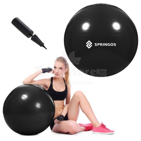 Treeningpall Springos FB0014 65 cm koos pumbaga must