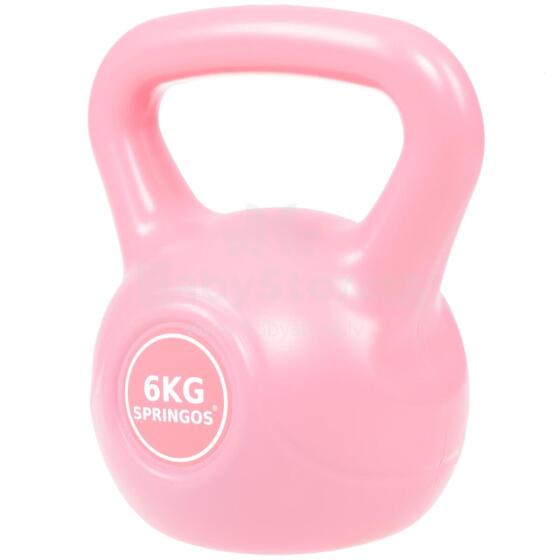 Kettlebell hantel ABS Springos FA1059 6kg, roosa kaal
