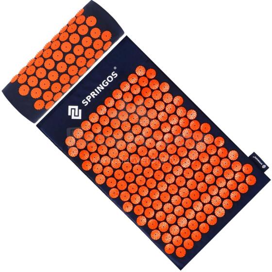 Akupressuurimatt naeltega Springos FA0155 65x41 cm padjaga, lõdvestusmassaaž