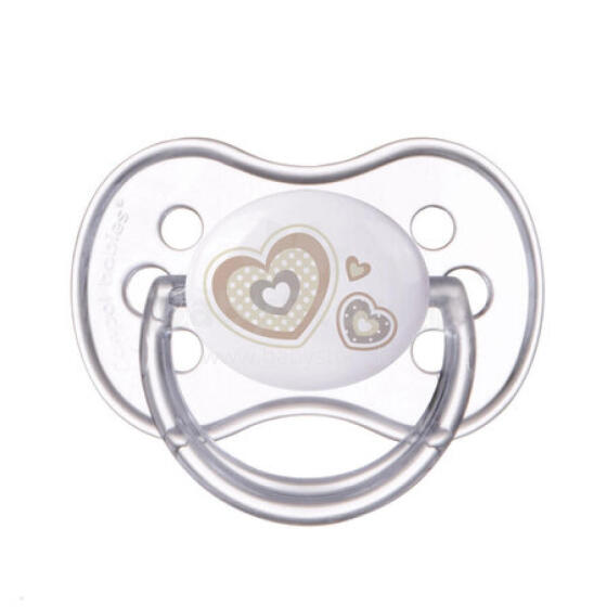 CANPOL 22/563 Silicone goglo pacifier si naa ame ƒe dzi dzea eme ɣleti 6-18 ƒe vidzĩ si wodzi yeyee beige