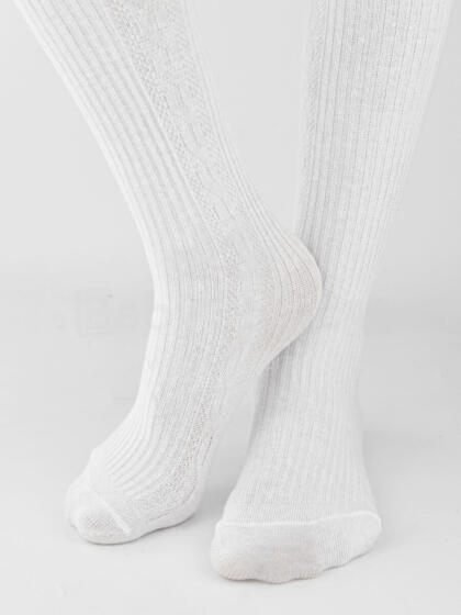 NOVITI RB011-G-01 Cotton tights striped braid white 80/86
