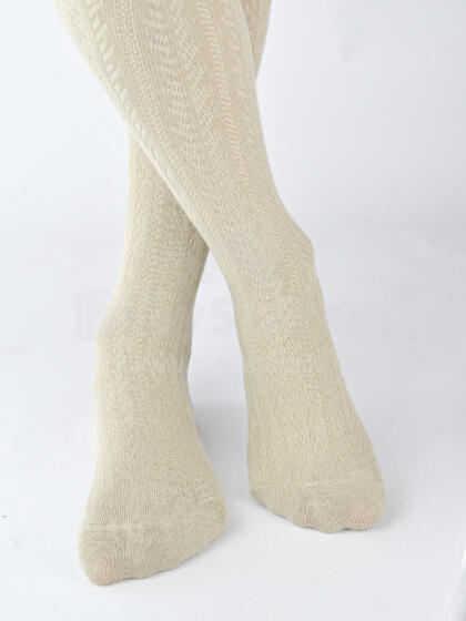 NOVITI RB012-G-02 Cotton tights striped herringbone light beige 104/110