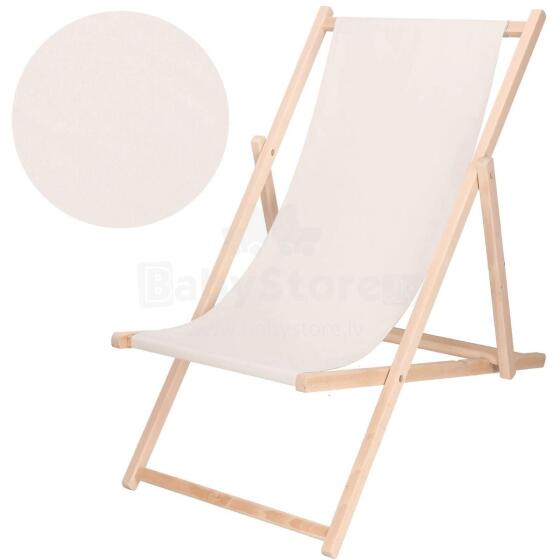 Lamamistool Springos DC0010 ECRU, puidust raam, beež kangas, reguleeritav kolmes asendis