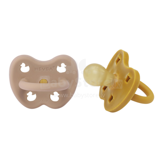 Hevea Natural Rubber Pacifier Round Art.239426 Golden Honey/Tan Beige Natural Rubber Pacifier