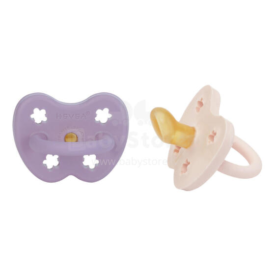Hevea Natural Rubber Pacifier Anatomical Art.239438 Powder Pink/lavender Natural Rubber Pacifier