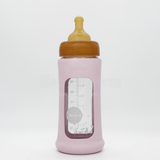 Hevea Glass Baby Bottle Wide Neck Art.478609 Powder Pink Lutipudel 250ml