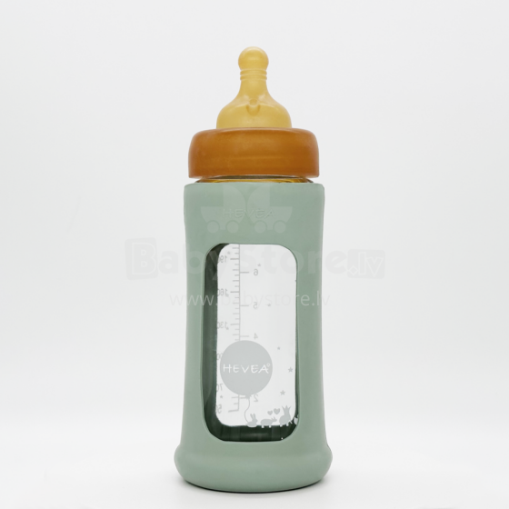 Hevea Glass Baby Bottle Wide Neck Art.478611 Seafoam Blue Lutipudel 250ml