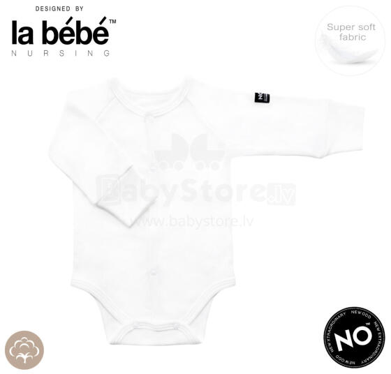 La Bebe™ NO Baby Body Art.239962 White Бодик из 100% мягкого хлопка с длинным рукавом