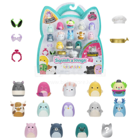 SQUISHMALLOWS SQUISH-A-LONGS Комплект фигурок, 14 шт, 2,5 см