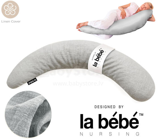 La Bebe™ Moon Linen Maternity Pillow  Art.246541 Suur Memory Foam täidisega raseduspadi (eriti pehme ja vaikne täidis) 195cm