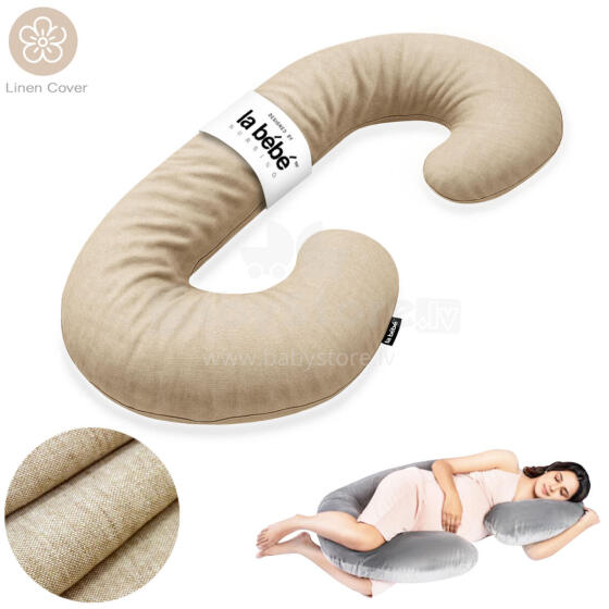 La Bebe™ Maternity Pillow Sì - Duo Art.246559 Linen fabric, Natural linen color. Multifunctional maternity pillow with memory foam filling