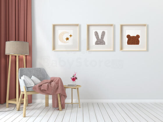 Room Accesories Art.296386 Decorative wall art in frame "Mini teddy bear" – fluffy textile panel for kids' room
