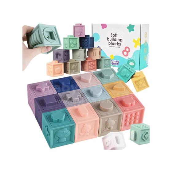 WOOPIE BABY Sensory Blocks Mimi Puzzle Gbeɖiɖi 12 pcs.