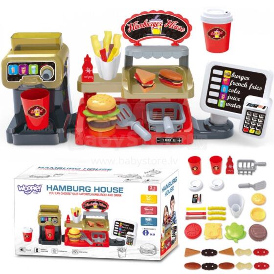 WOOPIE Fast Food XXL Shop Restaurant Cash Register + Beverage Distributor