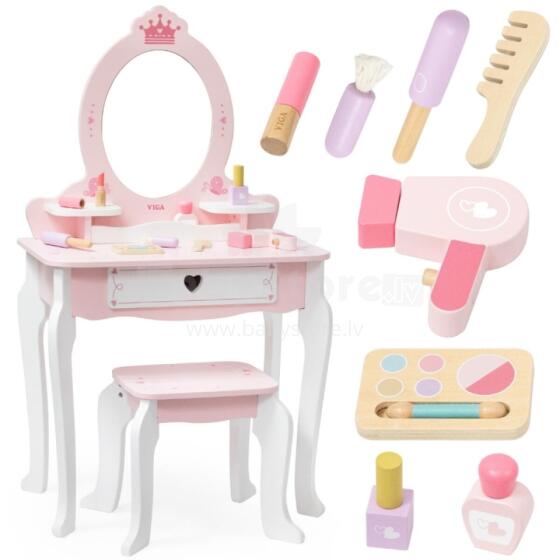 VIGA Ati Dressing Table Gã Yeye kple Pink kple Ahuhɔ̃e kple Zikpui