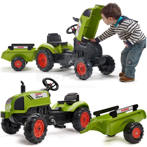 FALK Claas Green Pedal Tractor kple Dzo kple Trailer tso Ƒe 2 Vi.