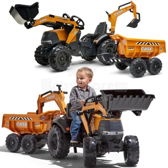 FALK Case IH Backhoe Orange Tractor kple Trailer Ʋuʋu Bucket tso Ƒe 3