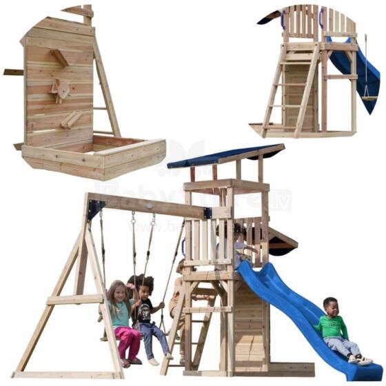 AXI Ati Gã Fefewɔƒe Swings Slide Tower + Sandbox
