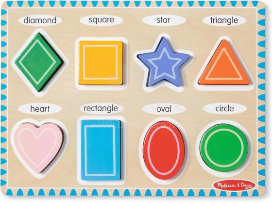 Melissa & Doug Shapes Wooden Art.249866 Montessori puidust puslelaud