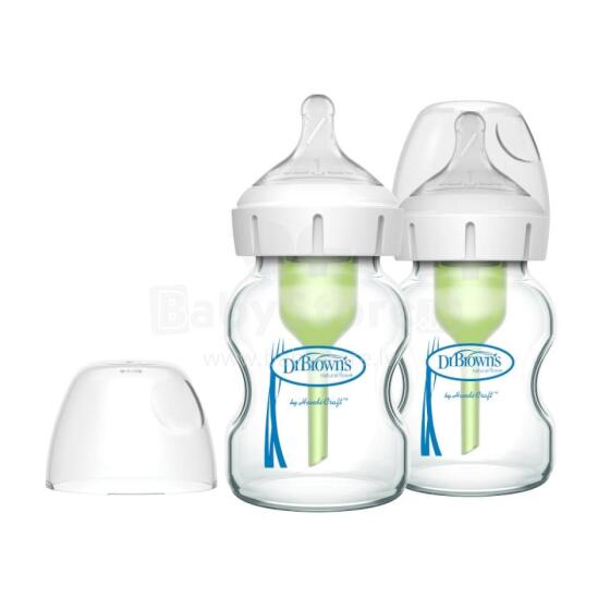 DR.BROWN'S klaaspudelid OPTIONS+ laia kaelaga, 150 ml, 2 tk.