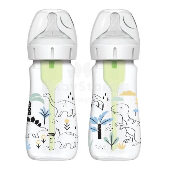 DR.BROWN'S Options+ Lai Kaelusega Pudeli, 270 ml, DINO-SAURID, 2 tk.