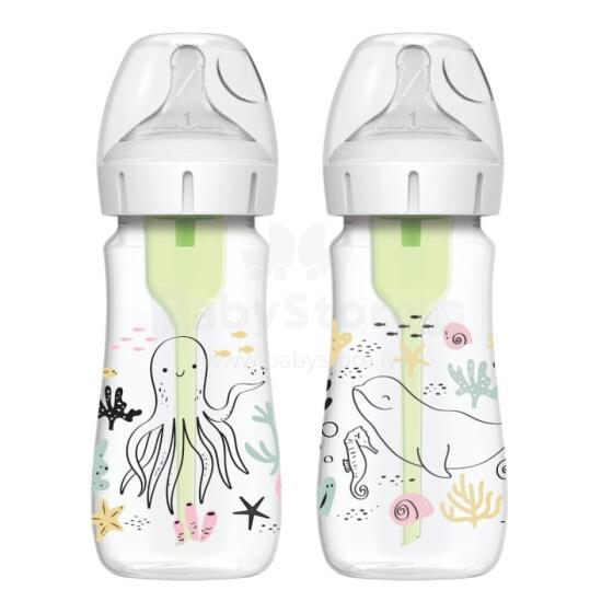 DR.BROWN'S Options+ Lai Kaelusega Pudeli, 270 ml, OCEAN, 2 tk.