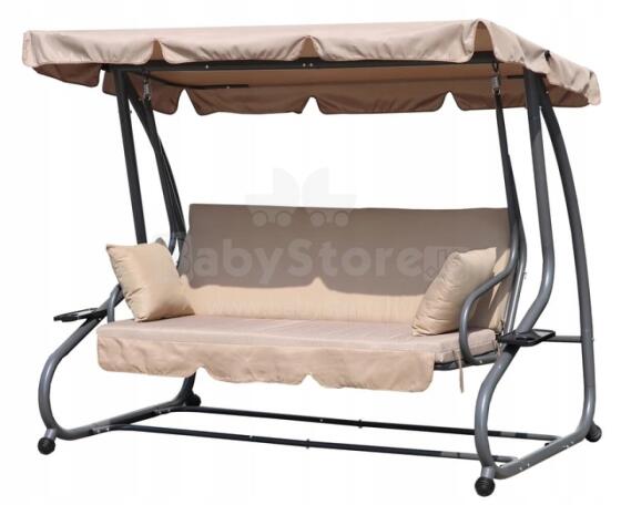 Convertible garden swing, 3-seater, 2-in-1, cushions, beige, MultiGarden