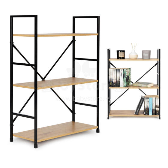 Lai Puitriiul Metallraami LOFT Stiilis, 3 Riiulit ModernHome