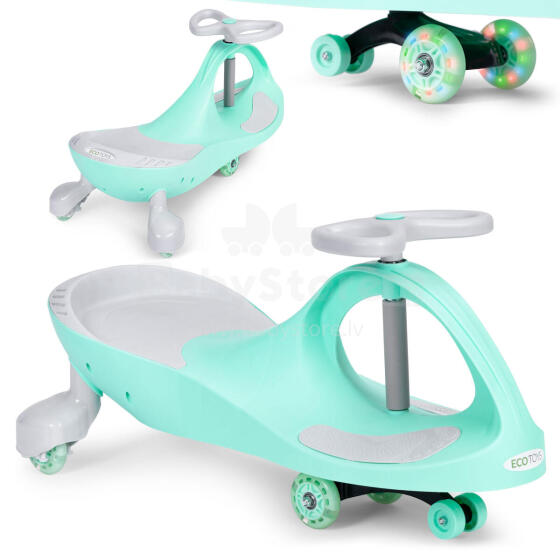 Wiggle auto sõidumänguasi LED ratastega roheline ECOTOYS