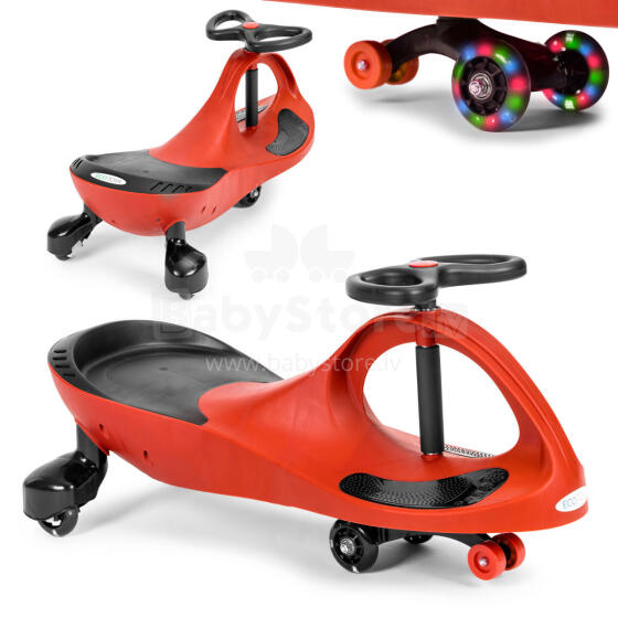 Wiggle auto sõidumänguasi LED ratastega punane ECOTOYS