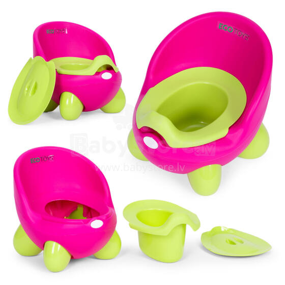 Laste potitool, eemaldatav sisemine osa, libisemiskindlad jalad, roosa-roheline, ECOTOYS
