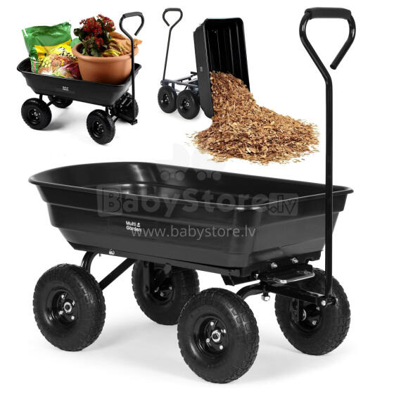 Aia transportkäru, kühvel, prügikast, 75L, 200 kg, suured täispuhutavad rattad, MultiGarden