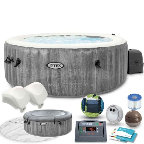 Käigukohandatav jacuzzi kuumavee bassein hüdro massaažiga 4-le inimesele 196x71 cm WIFI premium tarvikud INTEX 28440