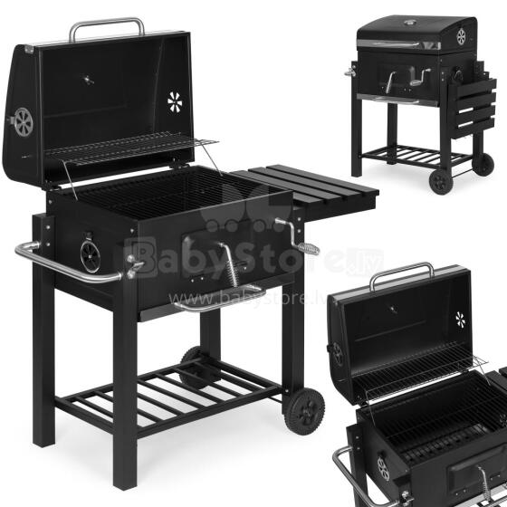 Suur söegrill kaanega, termomeeter, riiulid, rattad, tasuta puhur