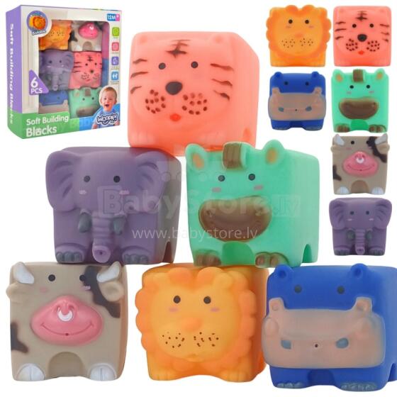 WOOPIE BABY Sensoorblokkide Loomapuzzle Squeeze + Heliga 6 tk