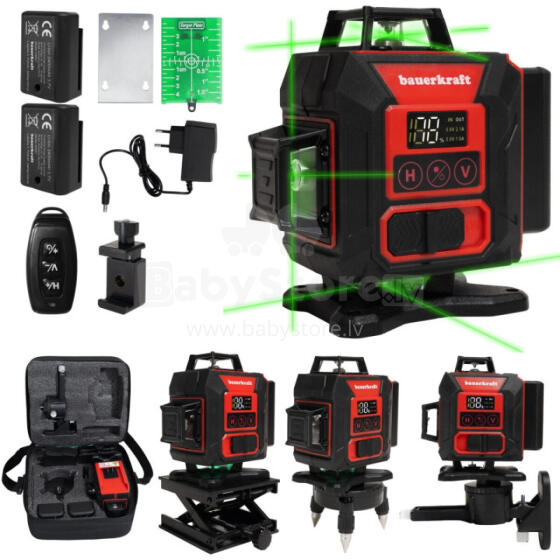 Laseritase 360° 4D ristjoon roheline laser 16 joont