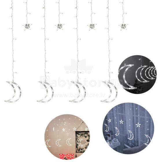 Kuuvalgustid, tähed, jõulutuled, kardin, 96LED