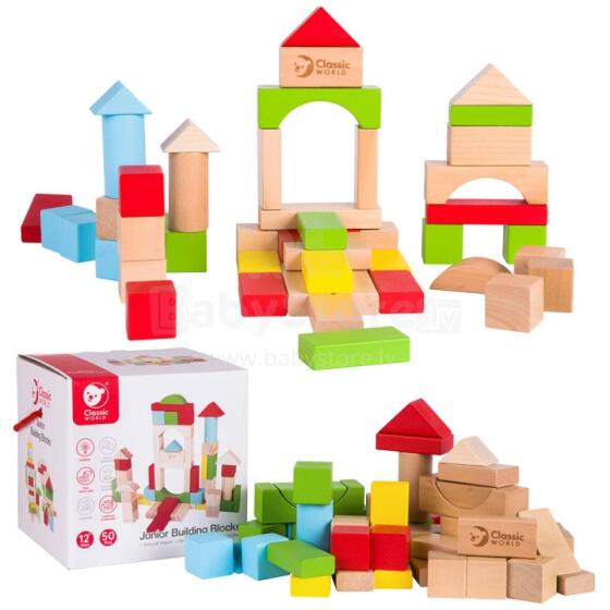CLASSIC WORLD Puidust Plokid Lastele 50 tk