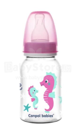 CANPOL 59/300 Kitsas pudel 120ml PP LOVE&SEA Roosa