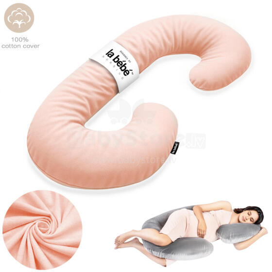 La Bebe™ Maternity Pillow Cotton Sì -Duo Art.255998 Peach Хлопковая ткань. Многофункциональная подушка/подкова для беременных  с наполнителем memory foam