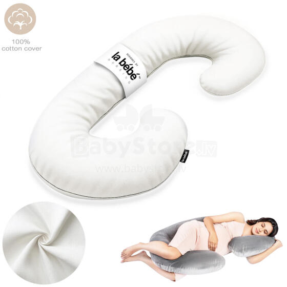 La Bebe™ Maternity Pillow Cotton Sì -Duo Art.256000 White Хлопковая ткань. Многофункциональная подушка/подкова для беременных  с наполнителем memory foam